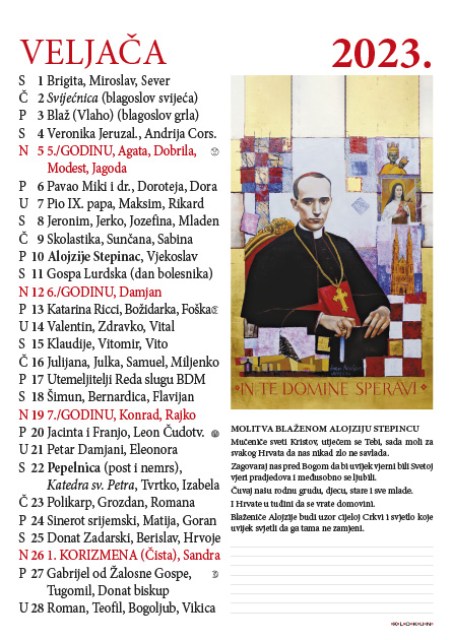 Hrvatski katolički kalendar za 2023. godinu